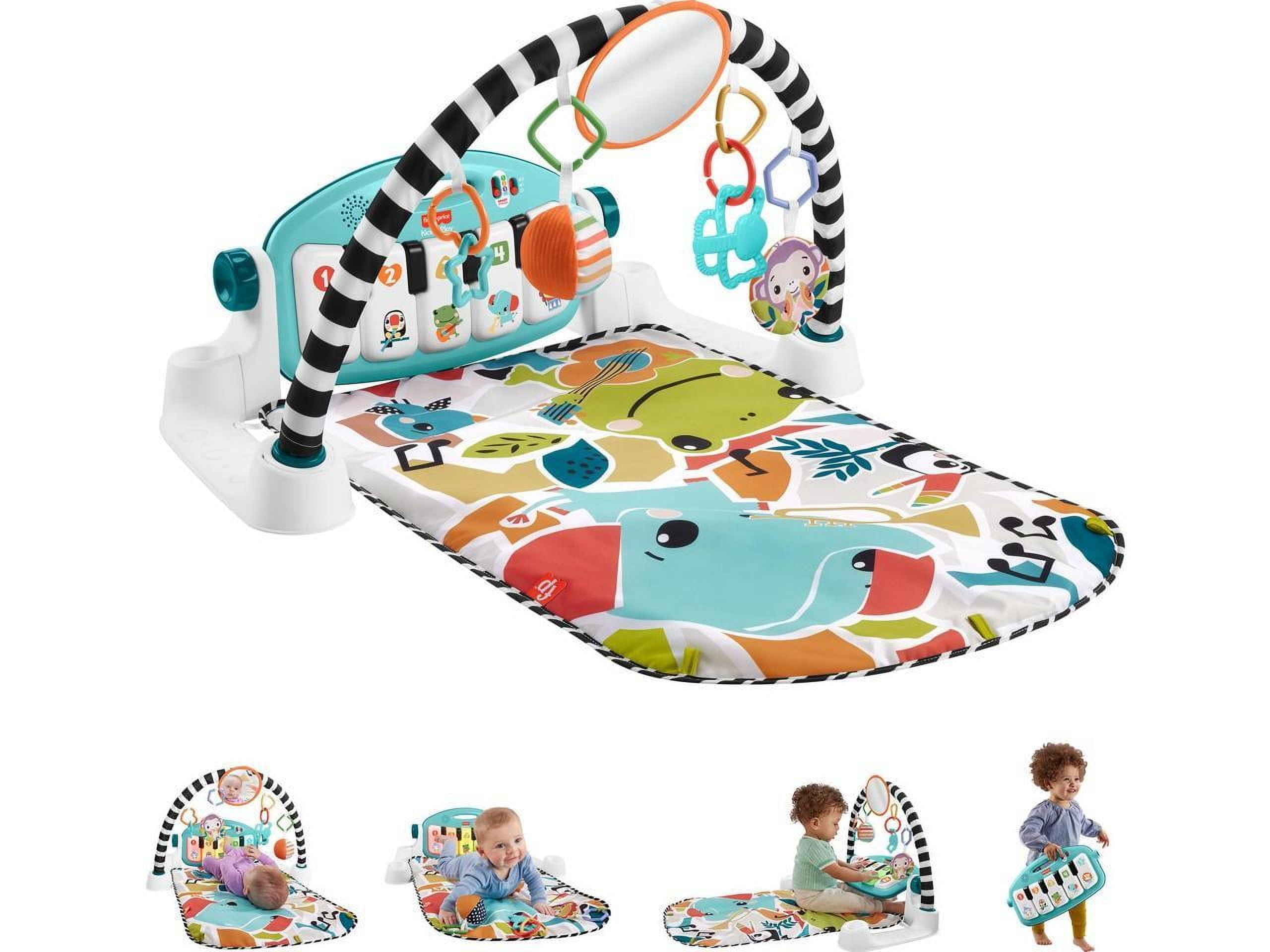 Fisher-Price Baby Playmat Glow and Grow Kick & Play Piano Gym Blue Musical Learning Toy with Developmental Activities for Newborns 0+ Months