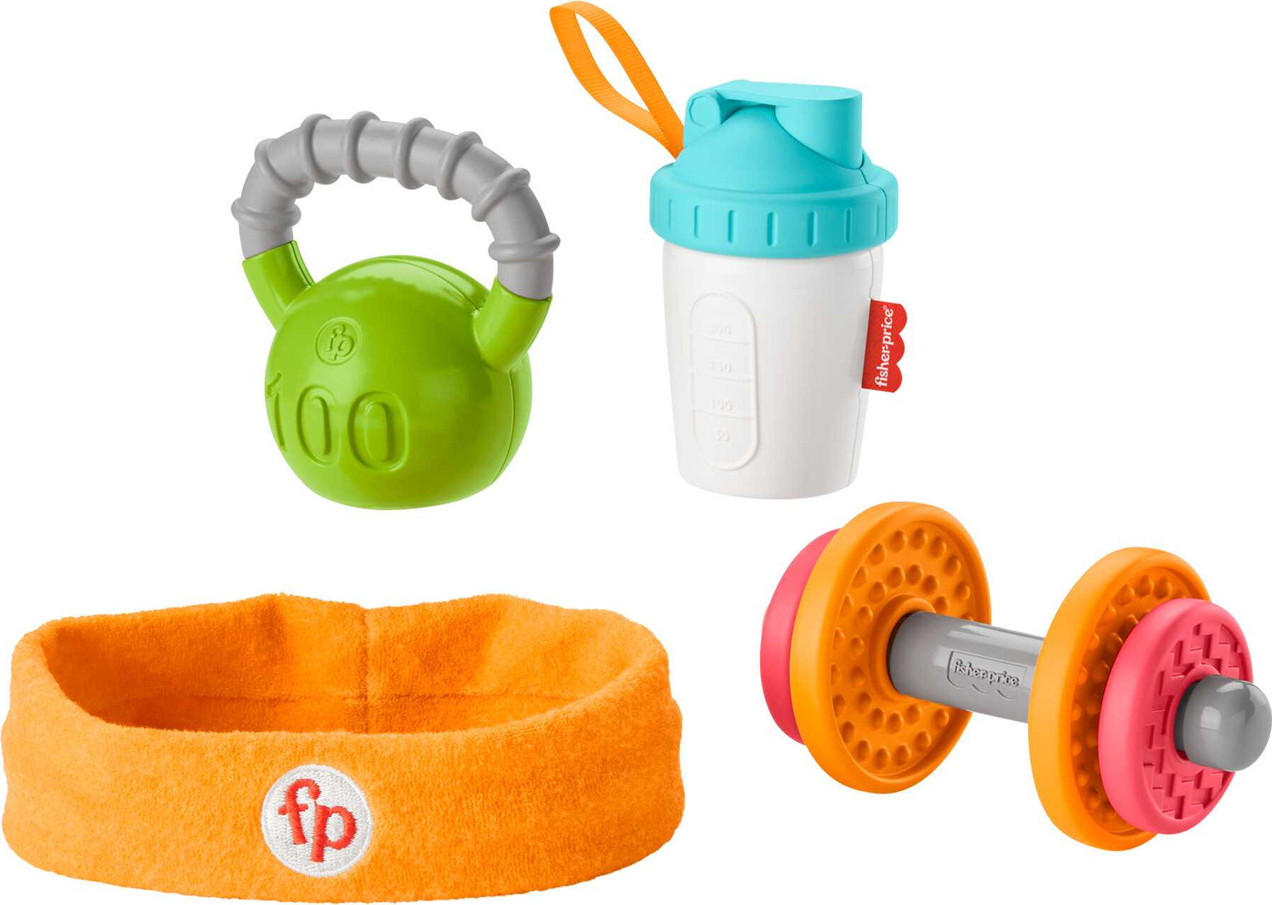 Fisher-Price Baby Teething & Rattle Toys Baby Biceps Gift Set, Gym-Themed for Infant Fine Motor & Sensory Play, 4 Pieces - image 1 of 6