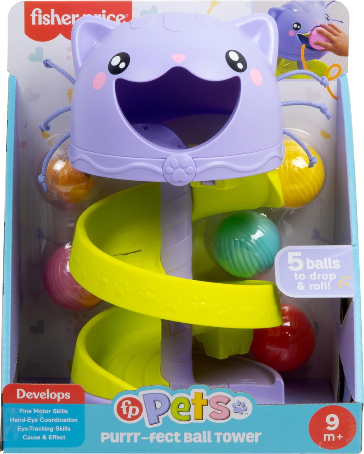 Fisher-Price Baby & Toddler Toy FP Pets Purrr-FECT Ball Tower Activity Center for Developmental Play Ages 9+ Months