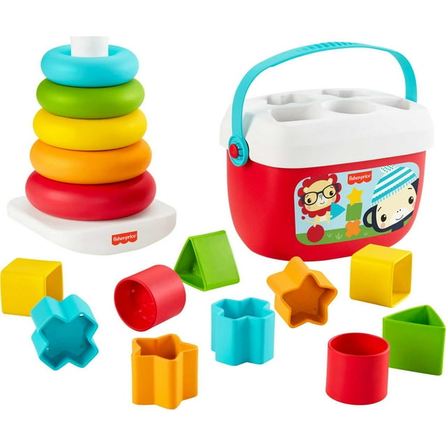 Fisher-Price Baby’s First Blocks & Rock-a-Stack Infant Toy Gift Set Made From Plant-Based Materials