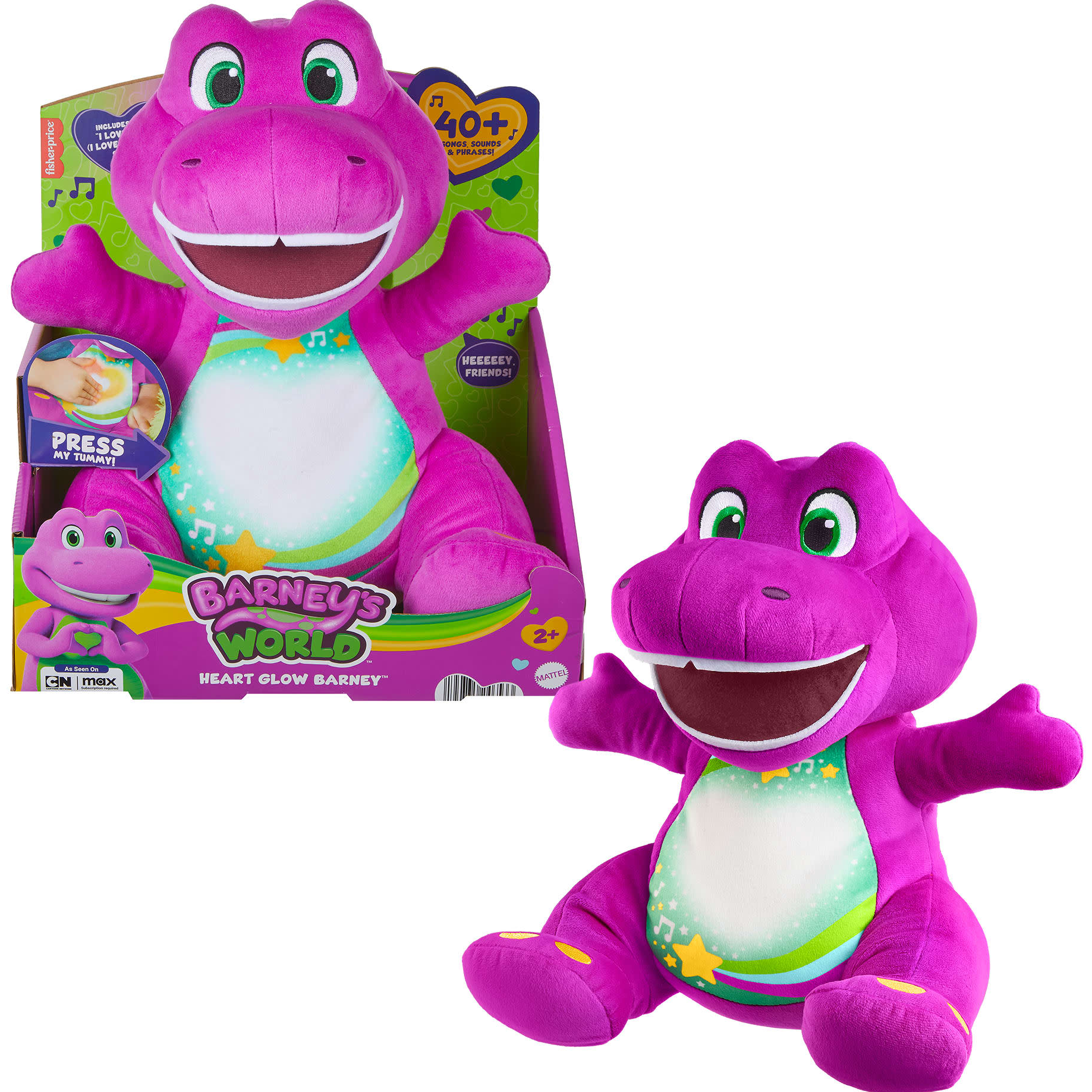 Fisher-Price Barney's World Heart Glow Barney Plush Toy with Fisher-Price Barney's World Heart Glow Barney Plush Toy with