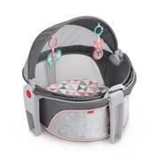 Fisher-Price Bassinet On-The-Go Infant Dome Portable Bassinet and Play Space with Toys, Rosy Windmill, Unisex