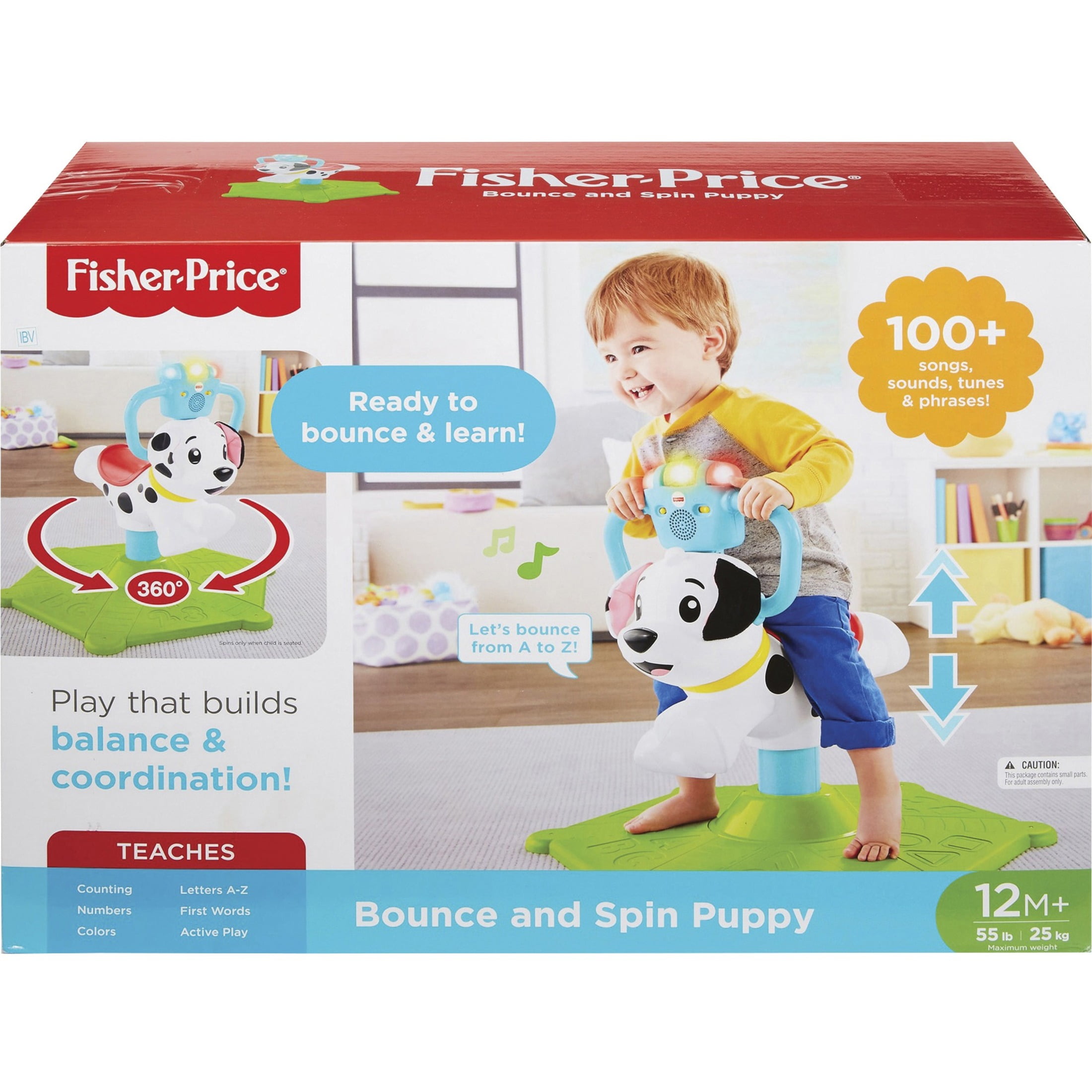 FisherPrice Bounce and Spin Puppy Musical RideOn Learning Toy for