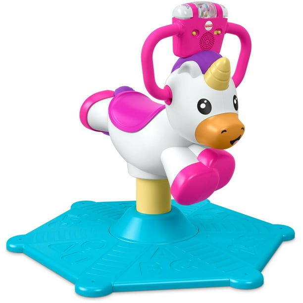 ピンクおもちゃ Fisher-Price Bounce & Spin Unicorn for Indoor Playgrounds