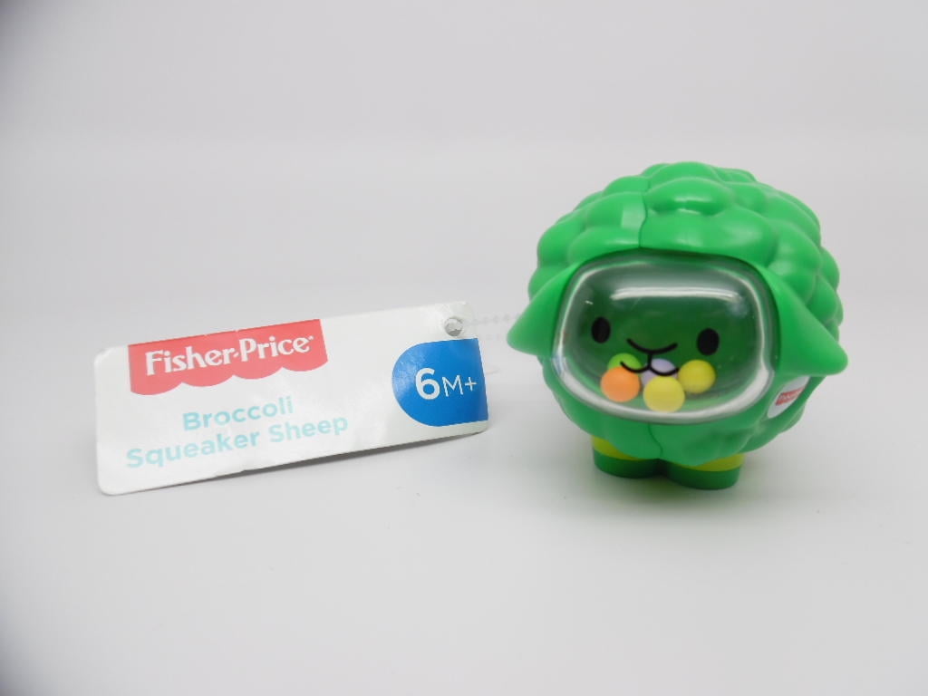ミニマムジーク　Fuzzy Fisher-Price Broccoli Squeaker Sheep Mini Toy Ages 6m+