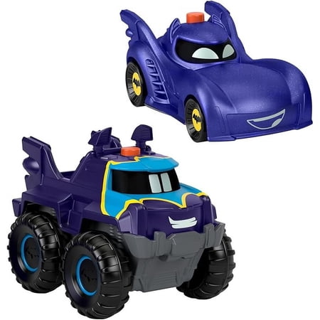 Fisher-Price DC Batwheels Light-Up 1:55 Scale Toy Cars 2-Pack, Bam The Batmobile and Buff, Preschool Pretend Play Ages 3+ Years
