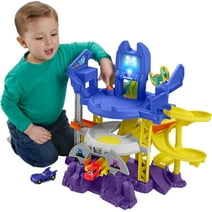 Fisher-Price DC Batwheels Race Track Playset, Launch & Race Batcave with Lights Sounds & 2 Toy Cars