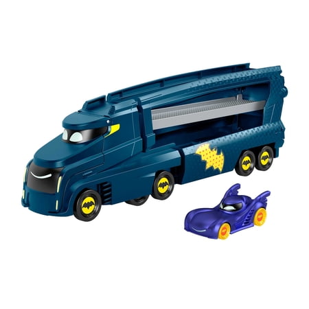 Fisher-Price DC Batwheels Toy Hauler and Car, Bat-Big Rig with Ramp and Vehicle Storage