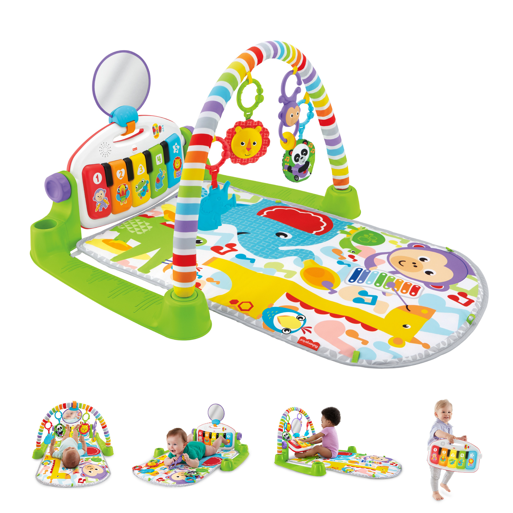 Fisher-Price Deluxe Kick & Play Piano Gym Infant Playmat with Electronic Learning Toy, Green - image 1 of 10
