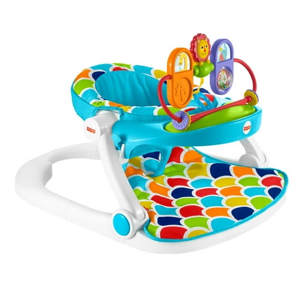 Fisher-Price Deluxe Sit-Me-up Floor Seat Infant Chair with Feeding Tray and Toys, Happy Hills
