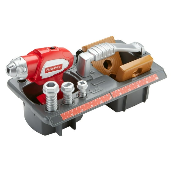 Fisher-Price Drillin’ Action Tool Set 10-Piece Preschool Pretend Construction Play Set with Sounds