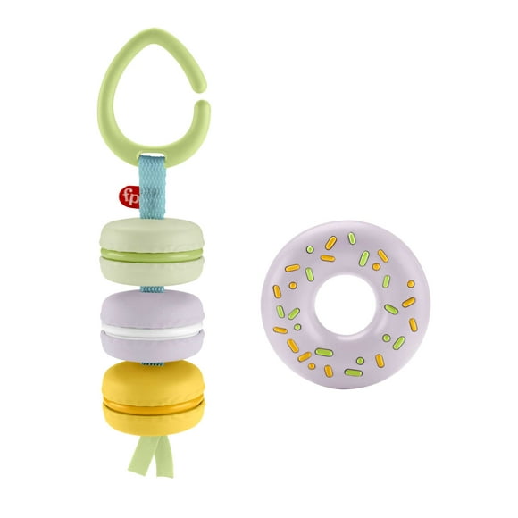 Fisher-Price Eat Dessert First Gift Set 2 Pretend Food Rattle Toys for Infants 3+ Months, Plastic