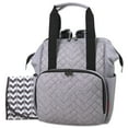thumbnail image 1 of Fisher-Price Emerson Multi-Pocket Quilted Diaper Bag Backpack Tote with Matching Changing Pad, Insulated Bottle Compartment, Electronics Pocket and Stroller Straps in Heather Gray, 1 of 8