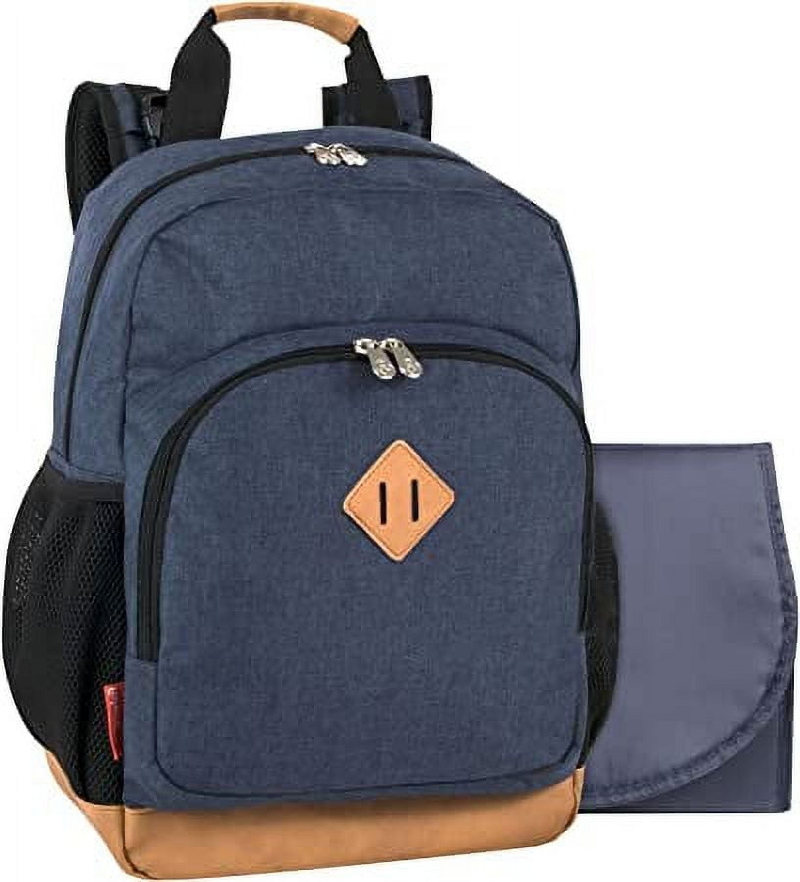 Fisher-Price Fastfinder Multipocket Grey Diaper Bag Backpack with Changing Pad and Stroller Straps (Blue)