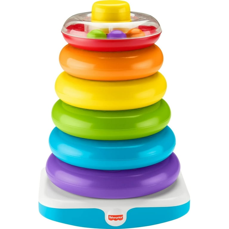 Fisher Price Giant Rock a Stack Baby Toy 14 Inches Tall Multi Color Ring Stacking Toy for Infants and Toddlers