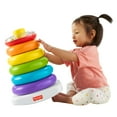 thumbnail interactive-video image 1 of Fisher-Price Giant Rock-a-Stack Infant and Toddler Stacking Toy, 14+ Inches Tall, Baby Toy for 12 months and up, 1 of 8