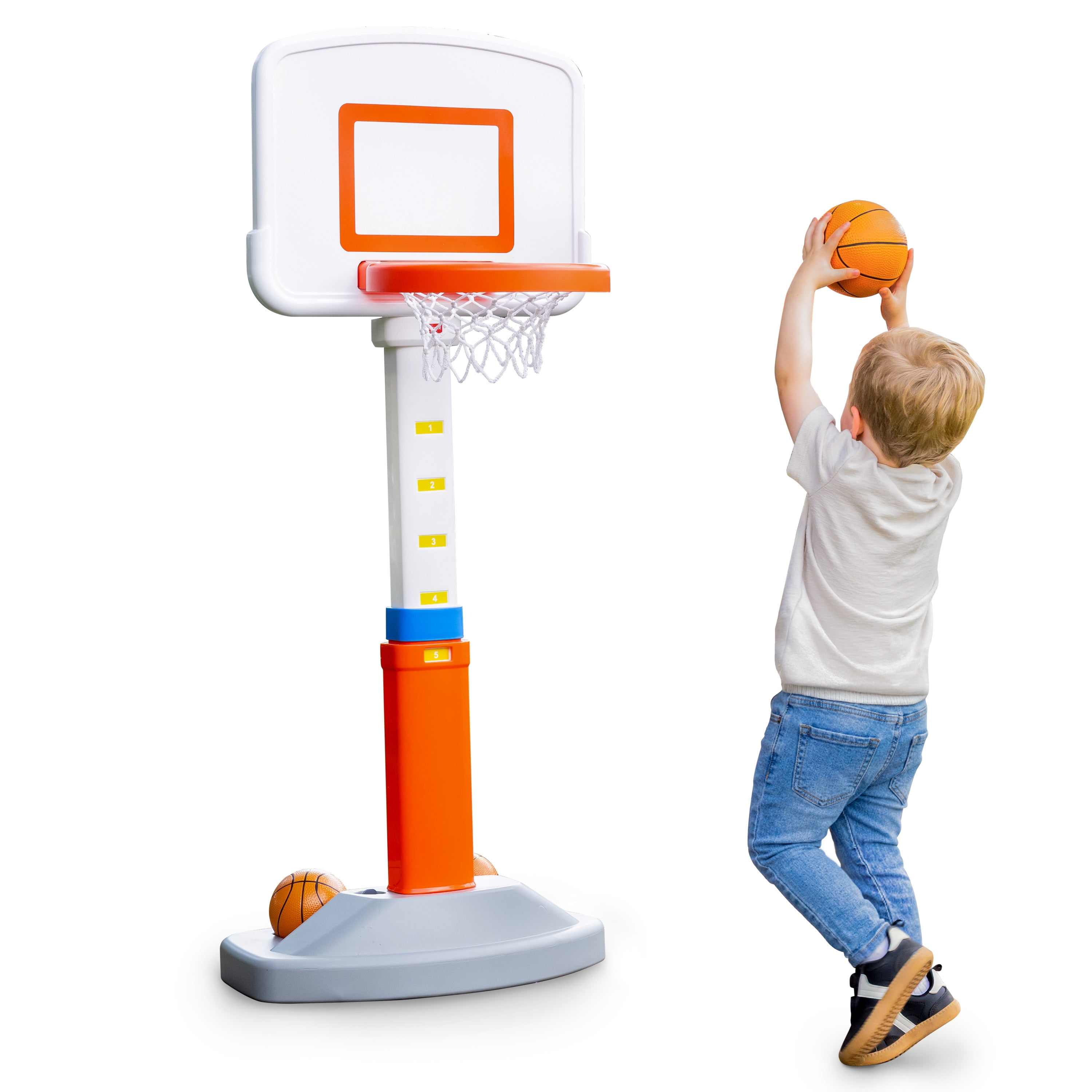 Fisher-Price Grow-to-Pro Basketball Set with Adjustable Height and Balls for Kids Ages 18 Months to 5 Years