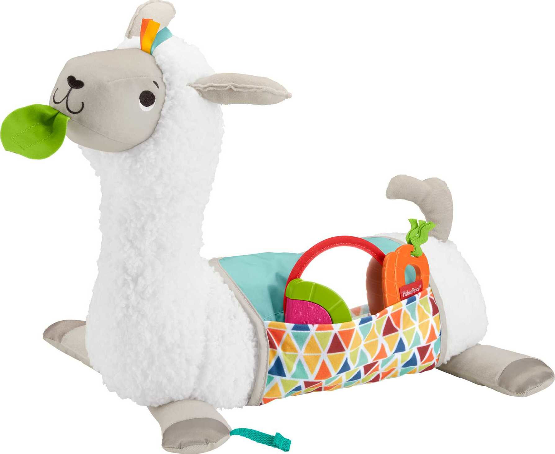 Fisher-Price Grow-with-Me-Tummy Time Llama Plush Baby Wedge with 3 Take-Along Sensory Toys, Unisex - image 1 of 7