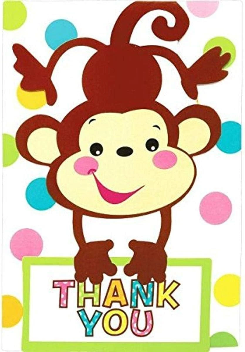 Fisher Price Hello Baby Jungle Animals Cute Shower Party Thank You Notes Cards