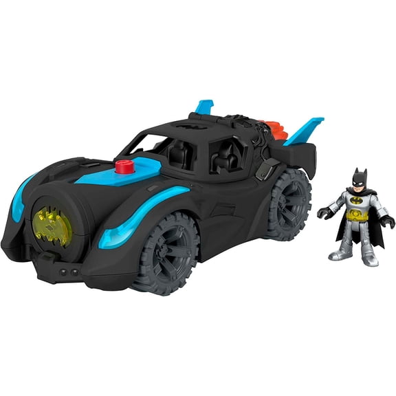 Fisher-Price Imaginext DC Super Friends Batman Toy, Lights & Sounds Batmobile with Batman Figure for Preschool Kids Ages 3+ Years