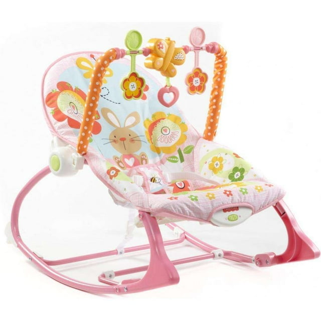 Fisher-Price Infant-To-Toddler Rocker, Pink Bunny with Removable Bar