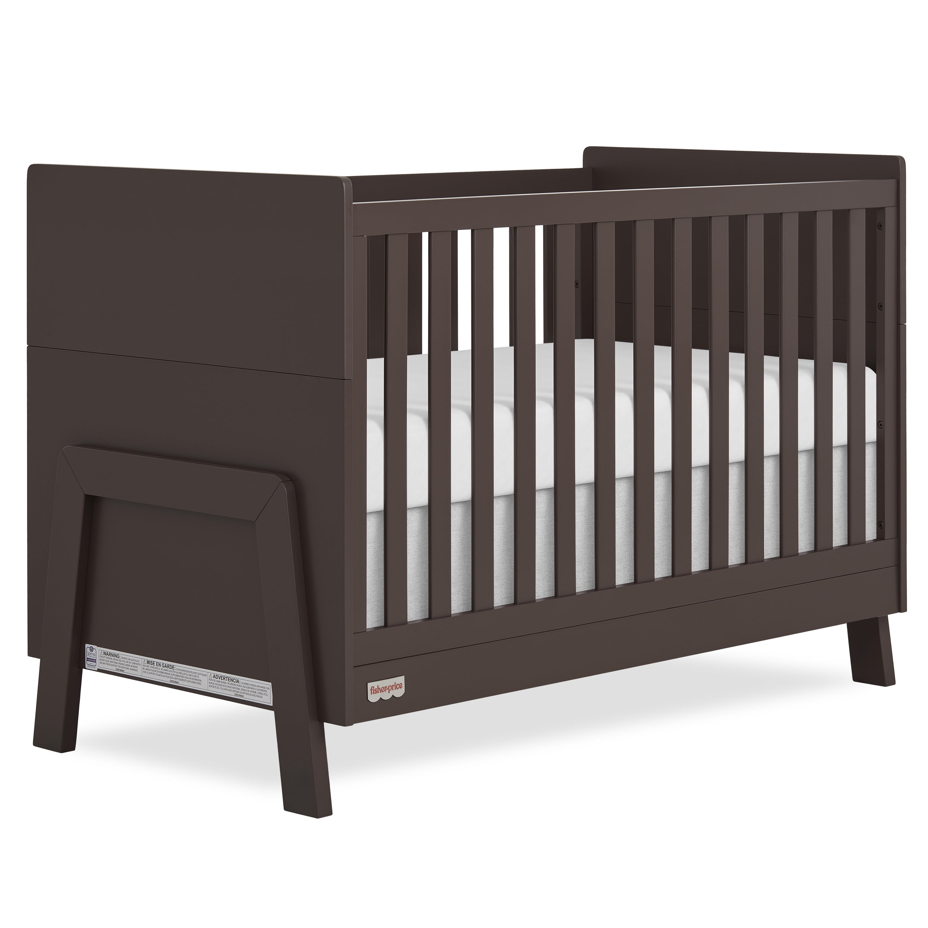 Fisher Price Iris 4  in 1 Convertible Crib by Dream On Me, Chocolate Chip