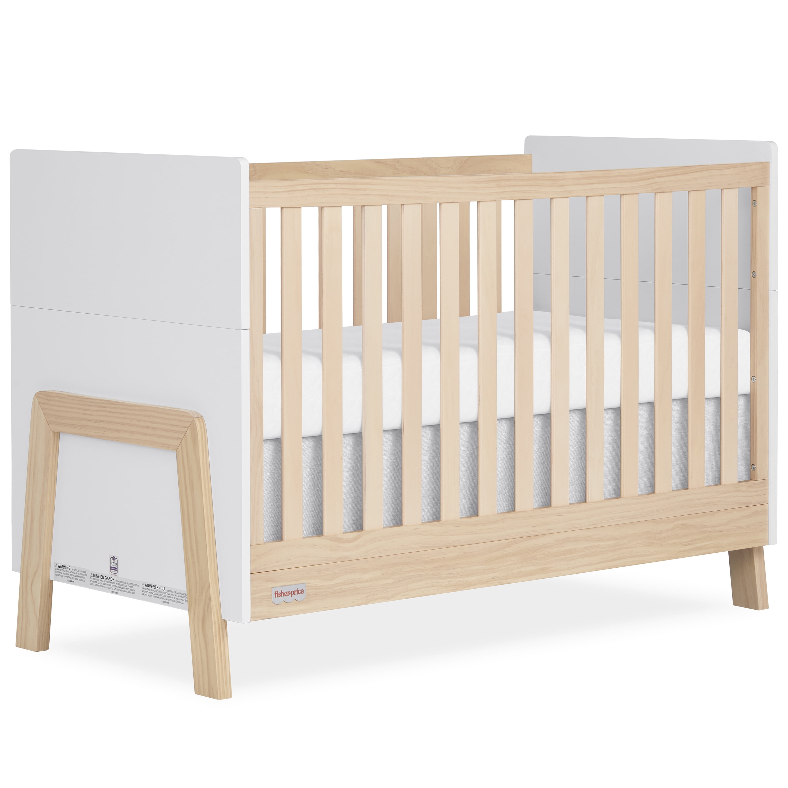 Fisher Price Iris 5-in-1 Convertible Crib by Dream On Me in White + Natural