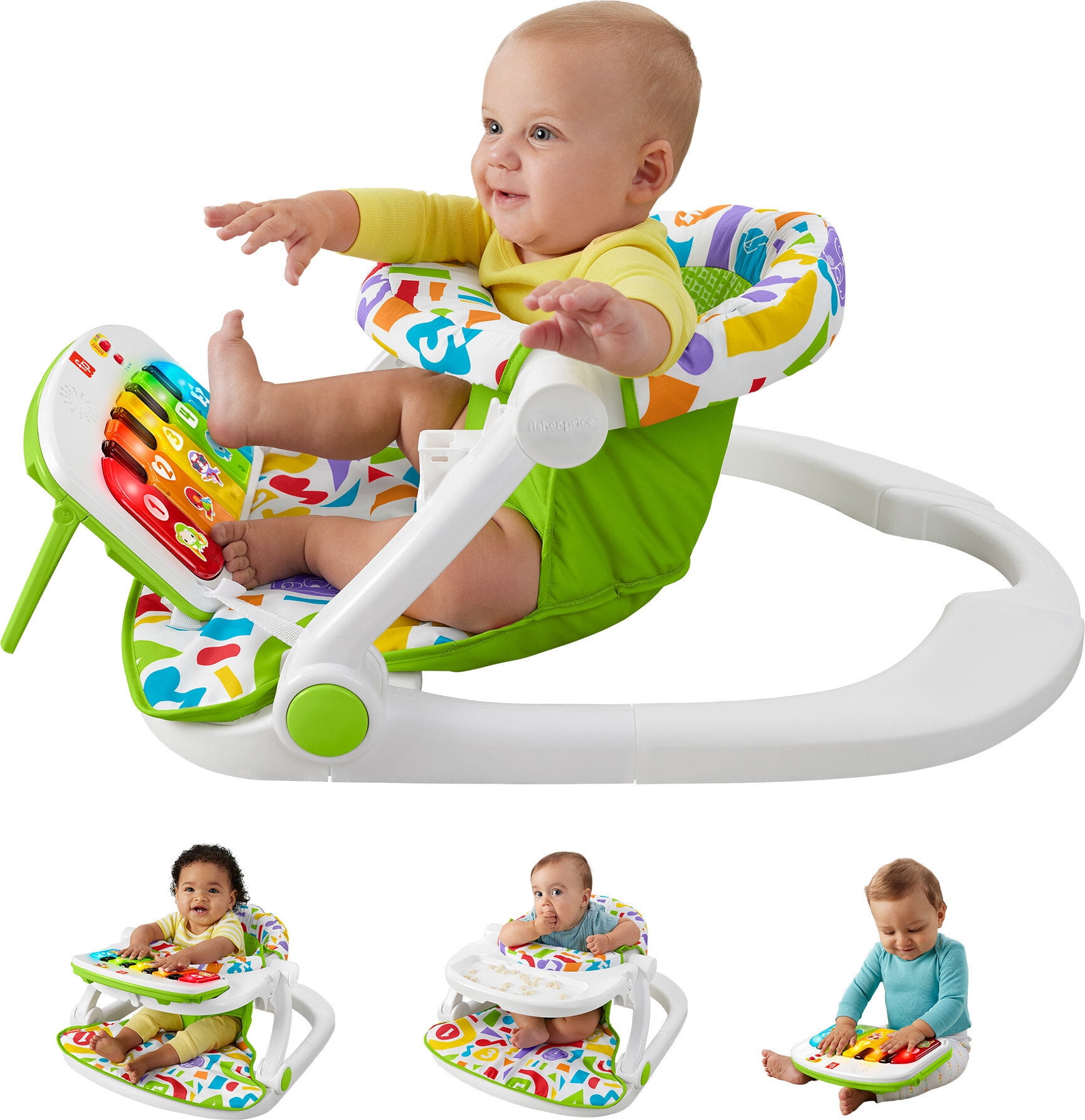 Fisher-Price Kick & Play Deluxe Sit-Me-Up Seat Portable Chair & Learning Toy for Baby & Toddler