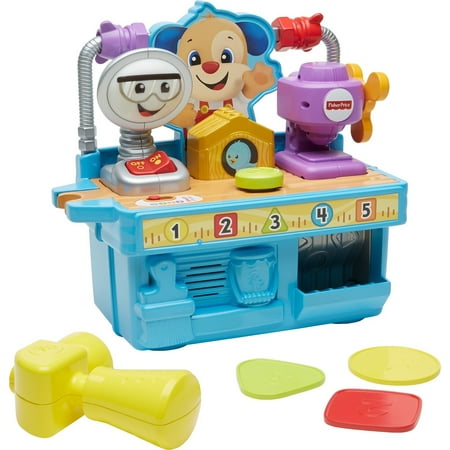 Fisher-Price Laugh & Learn Busy Learning Tool Bench Pretend Construction Toy for Infant & Toddler