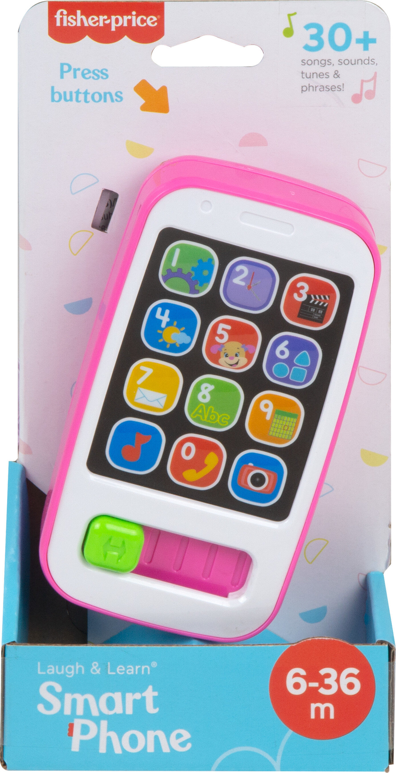 Fisher-Price Laugh & Learn Smart Phone Electronic Baby Learning Toy with Lights & Sounds, Pink - image 1 of 6