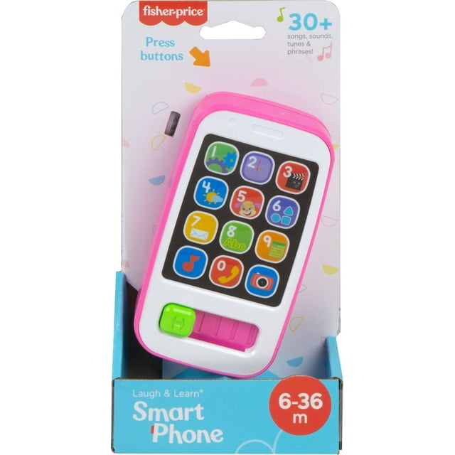 Fisher-Price Laugh & Learn Smart Phone Electronic Baby Learning Toy with Lights & Sounds, Pink