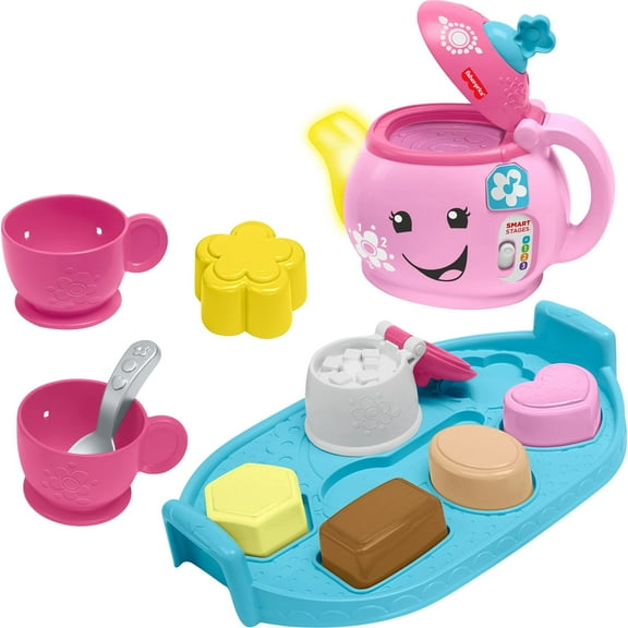 Fisher-Price Laugh & Learn Sweet Manners Tea Set Interactive Toddler Pretend Play, 11 Pieces
