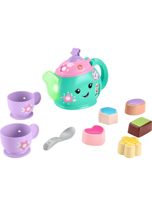 Fisher-Price Laugh & Learn Time for Tea Set, Interactive Toddler Learning Toy, 9 Pieces