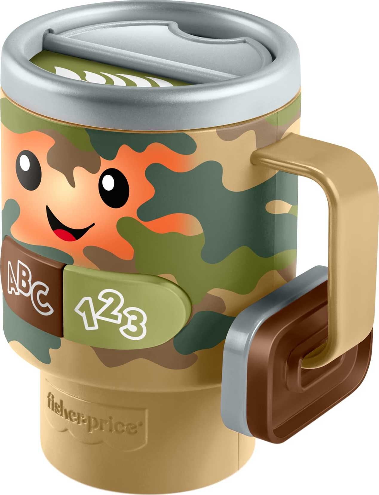 Fisher-Price Laugh & Learn Wake up & Learn Coffee Camo Mug Baby & Toddler Toy with Music & Lights