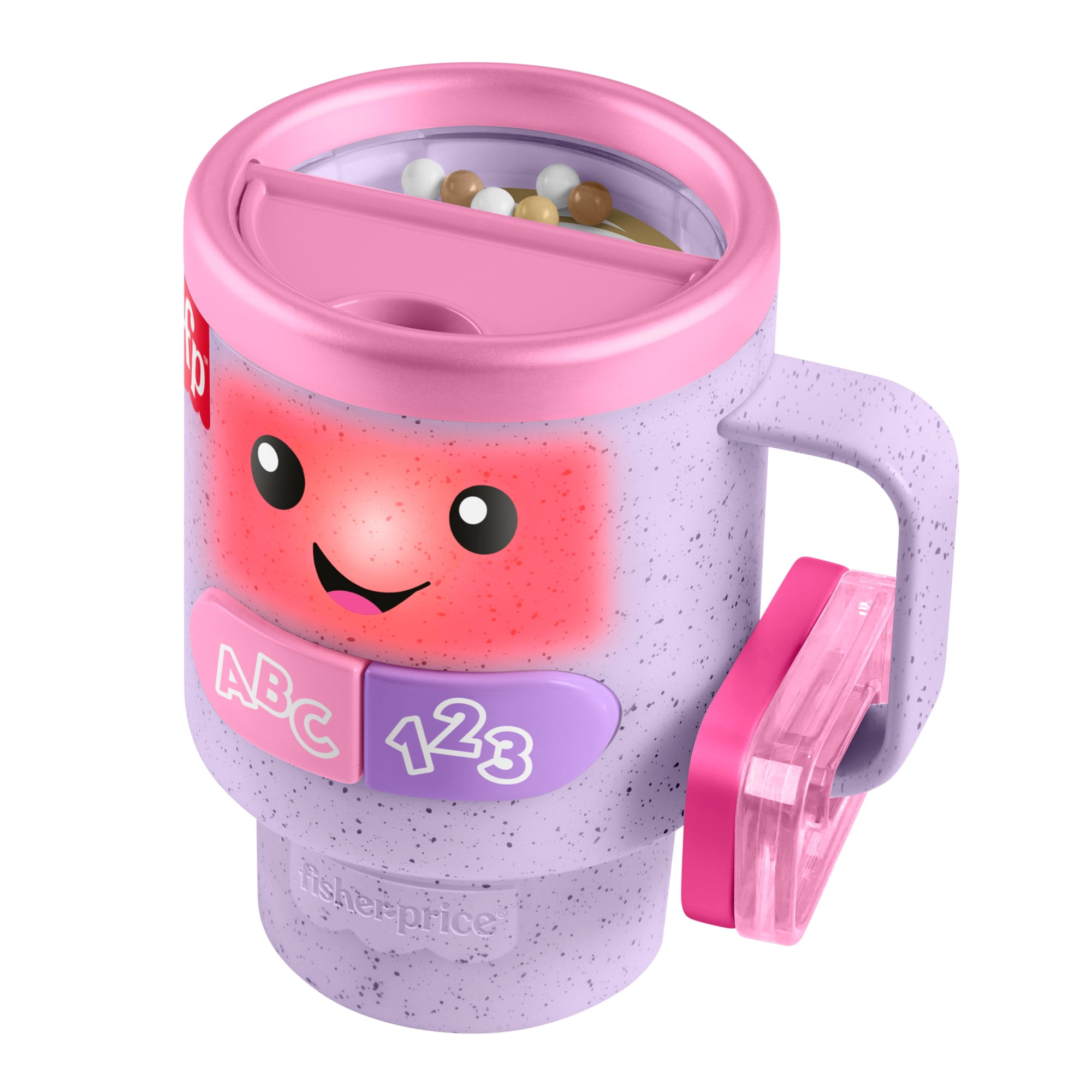 Fisher-Price Laugh & Learn Wake up & Learn Coffee Mug Purple Baby & Toddler Toy with Music & Lights