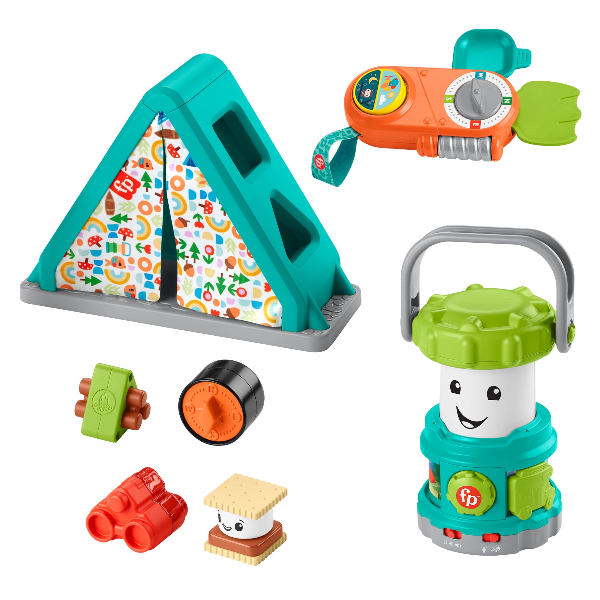 Fisher Price Let's Go Camping Gift Set Infant Learning Toys Value Bundle  with Fine Motor Activities