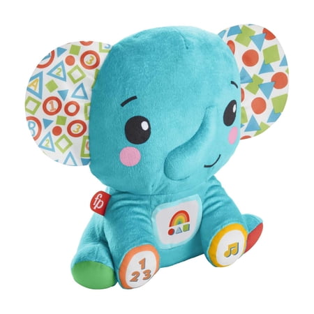Fisher-Price Lights & Learning Elephant Plush Toy with Music and Lights for Infants