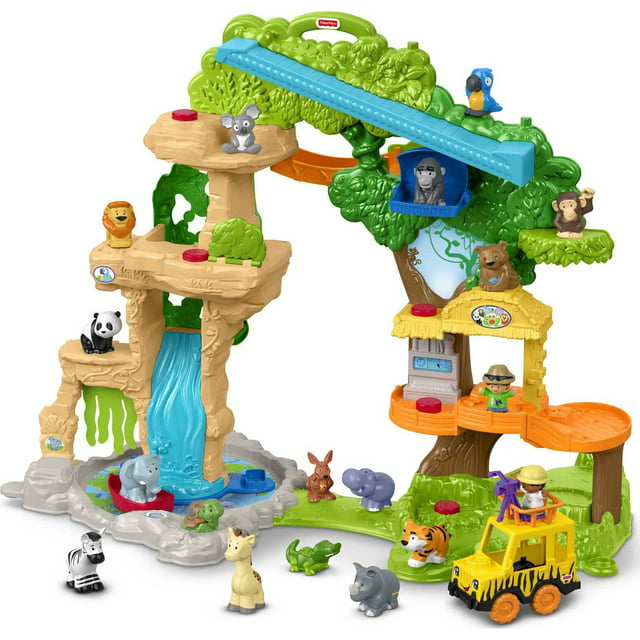 Fisher-Price Little People Animal Playset with Lights & Sounds, Share & Care Safari, Toddler Toy
