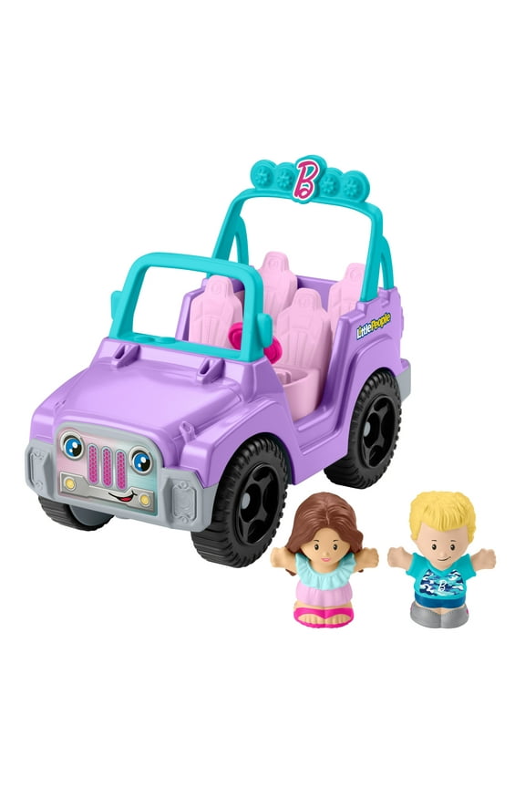 Fisher-Price Little People Barbie Beach Cruiser Toy Car with Music & 2 Figures for Toddlers