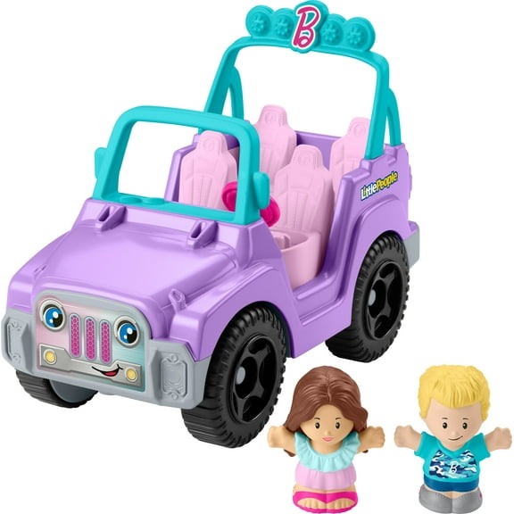 Fisher-Price Little People Barbie Beach Cruiser Toy Car with Music & 2 Figures for Toddlers