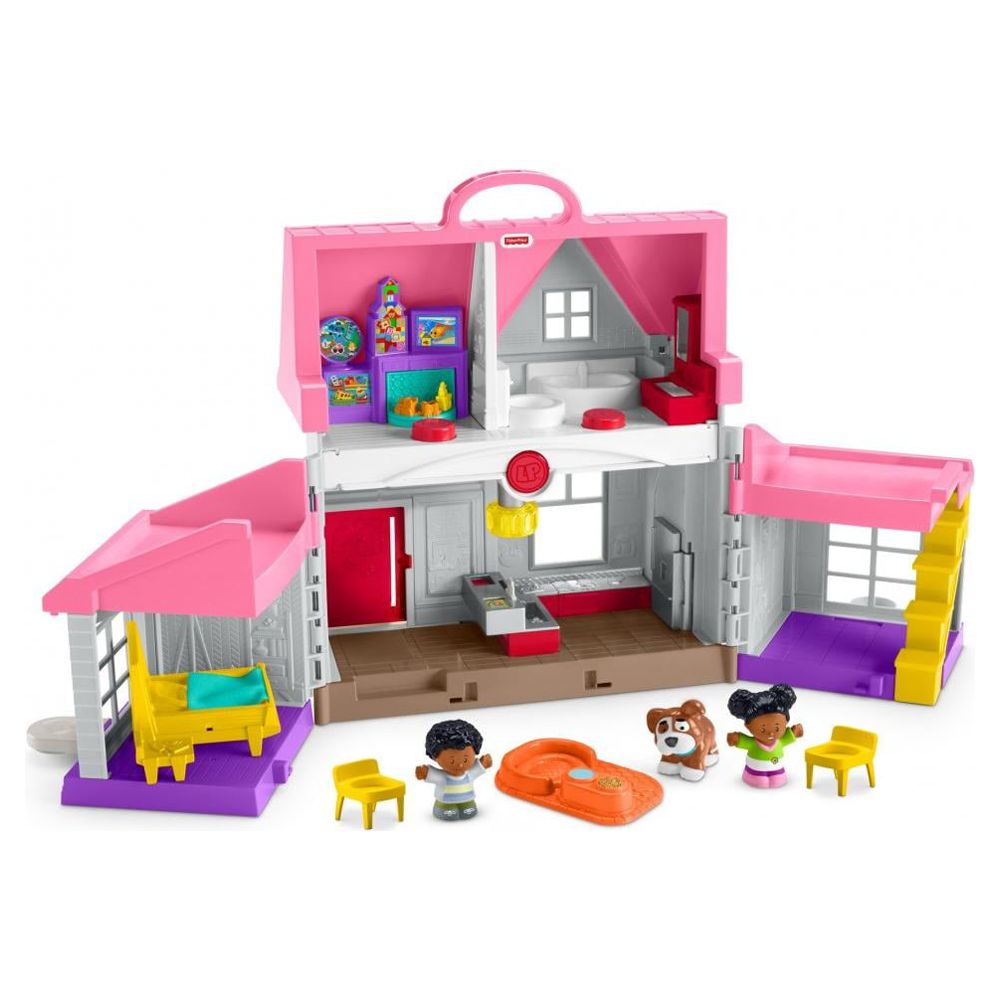 Fisher-Price Little People Big Helpers Interactive Home Playset with Tessa and Chris, Pink - image 1 of 9