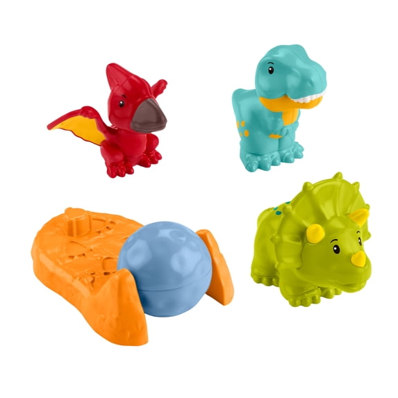 Fisher-Price Little People Friendly Dinosaur Figure Pack Toddler Toy, 4 Pieces for Pretend Play