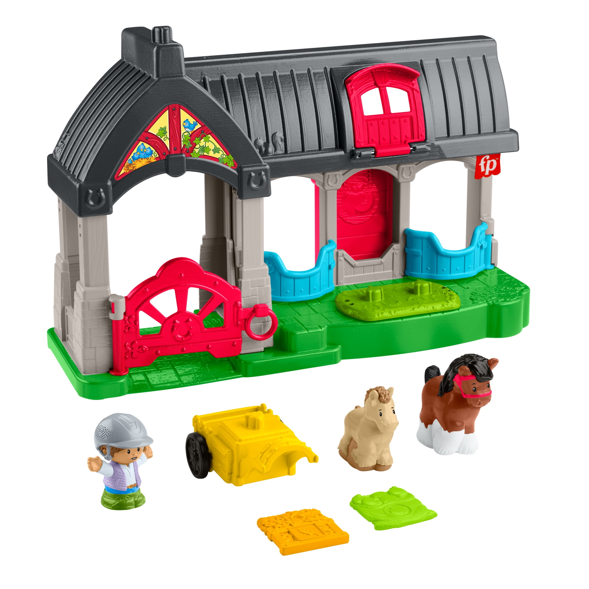 Fisher-Price Little People Friendly Horses Stable Toddler Playset with Sounds, 6 Play Pieces