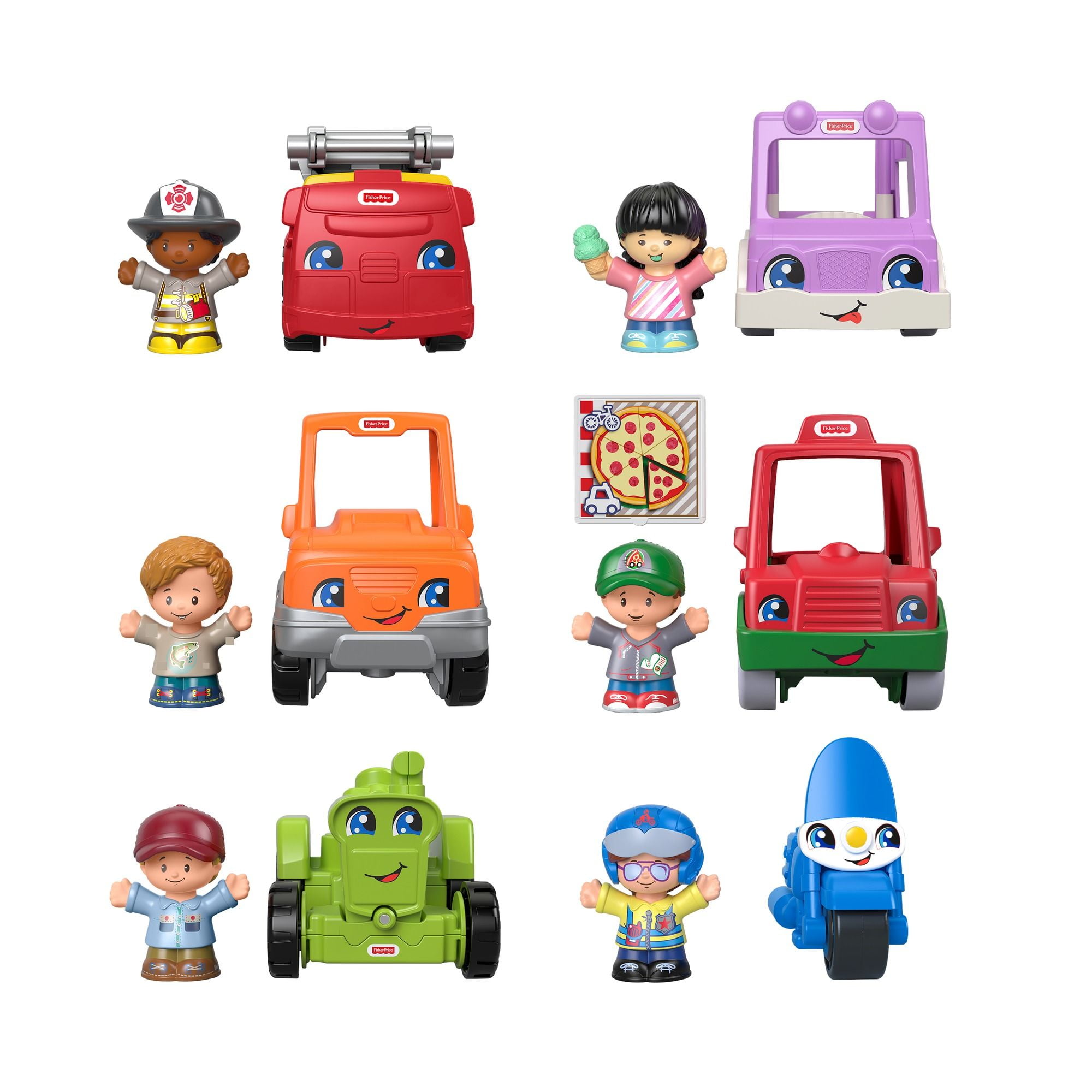 Fisher-Price Little People Toddler Playset Around the Neighborhood Vehicle  Pack, 5 Toy Cars & Trucks and 5 Figures for Ages 1+ Years (