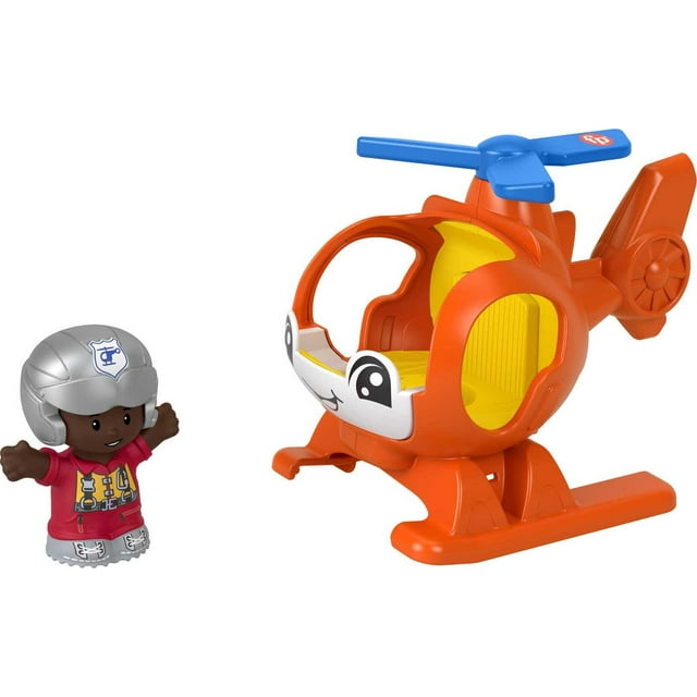 Fisher-Price Little People Helicopter Toy & Pilot Figure Set for Toddlers, 2 Pieces