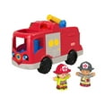 thumbnail image 1 of Fisher-Price Little People Helping Others Fire Truck Musical Toddler Toy with 2 Firefighter Figures, 1 of 7