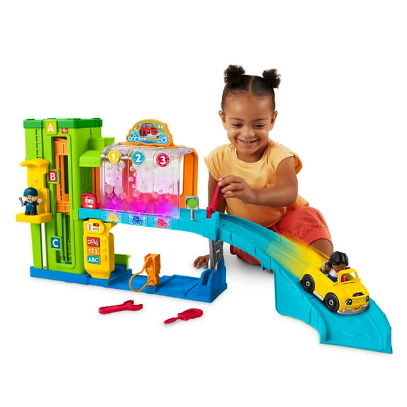 Fisher-Price Little People Light-Up Learning Garage Toddler Playset with Lights & Music, 5 Pieces