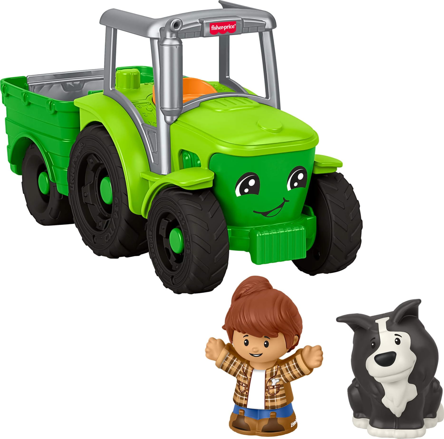 Fisher Price Little People Push Play Tractor Musical Toy Farm Vehicle 2 Figures for Toddlers