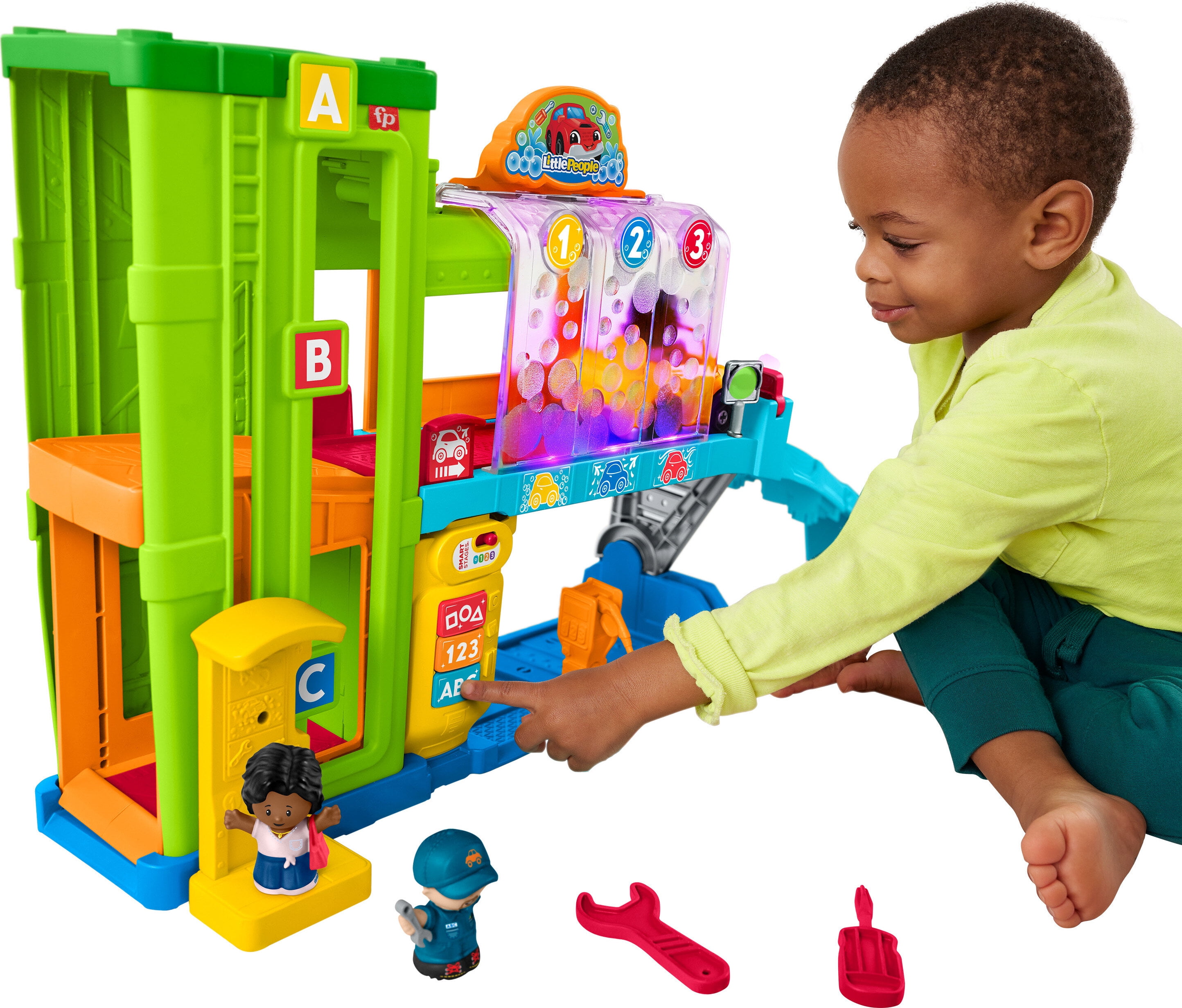 Fisher-Price Little People Toddler Playset with Figures & Toy Car, Light-up  Learning Garage