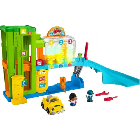 Fisher-Price Little People Toddler Toy Light-Up Learning Garage Playset with Smart Stages, Car & Ramp for Pretend Play Kids Ages 1+ Years Exclusive